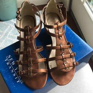 Bronze Strap Wedge Sandal size 9.5